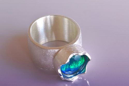 Ring Opal Silber